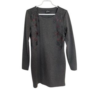 Schwiing Charcoal Gray Long Sleeve Dress with Red Accents size medium